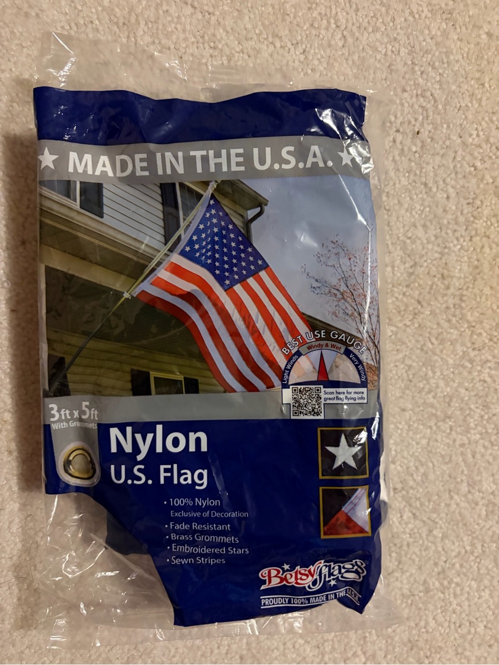Betsy Flags Nylon U.S. Flag - Red, White & Blue